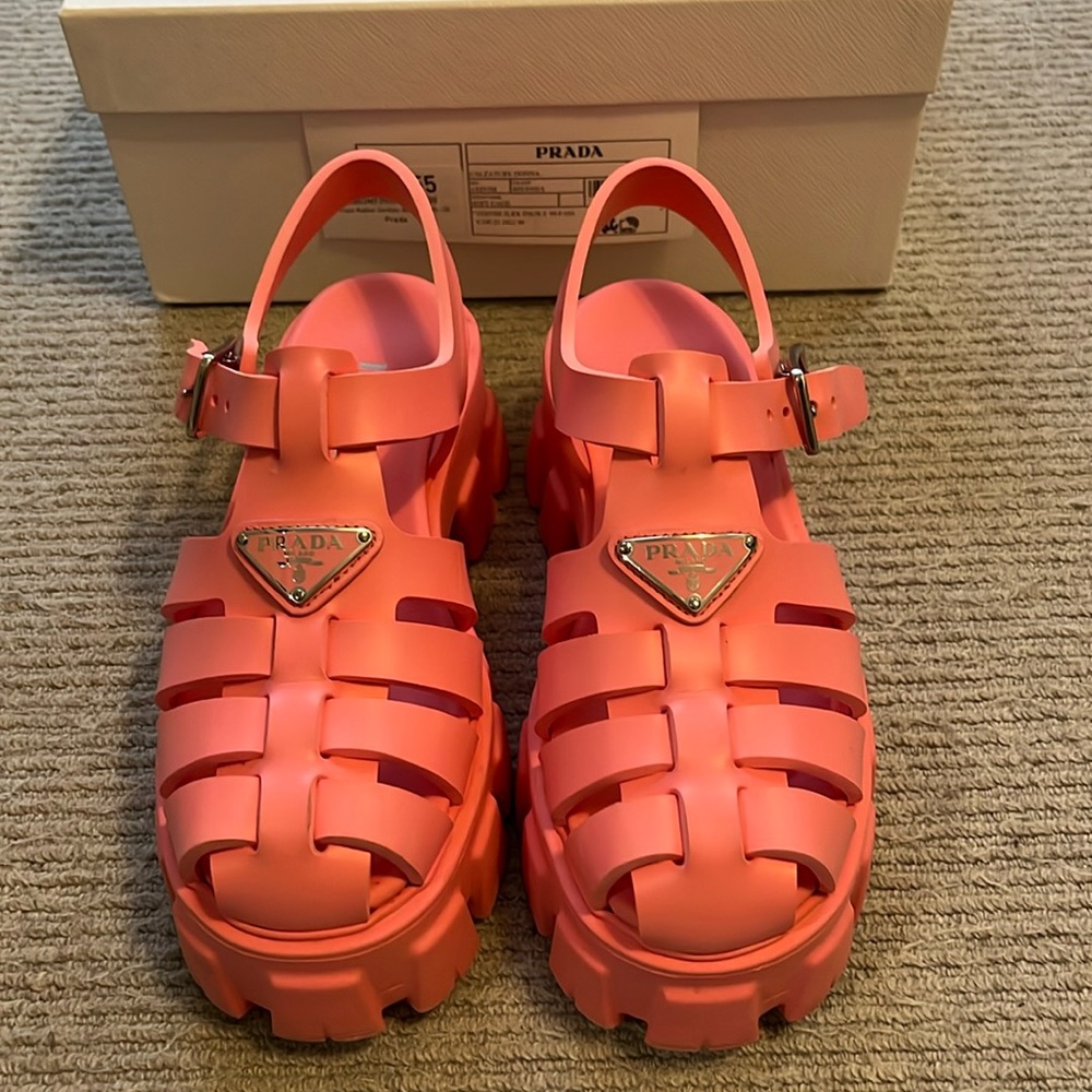 Prada begonia pink monolith foam sandal